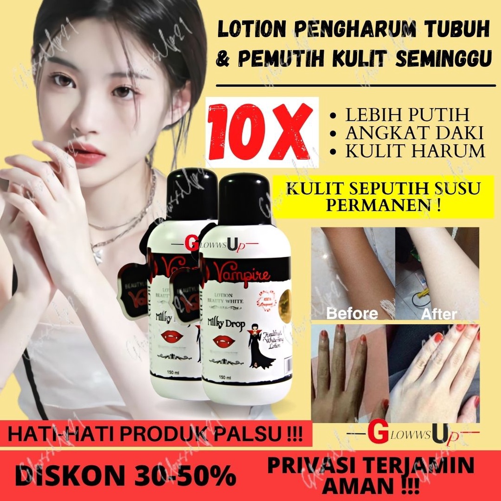 VAMPIRE Beauty White Whitening Body Lotion With Rose Extract - Putih 150 ml