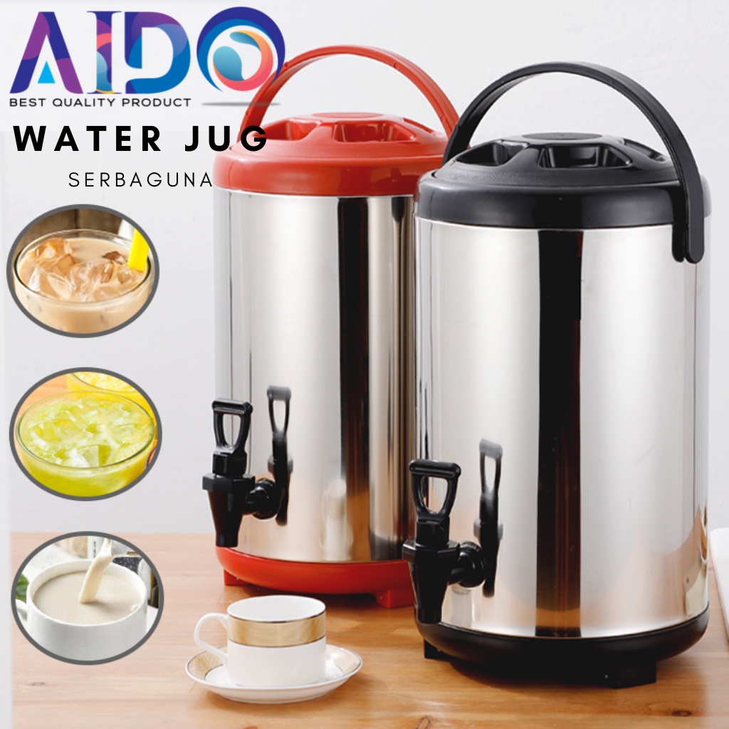 Termos 8 Liter THERMOS DISPENSER / Water tank Jug Dispenser 8L 10L / Juice Teh Kopi Stainless Kran Panas Dingin Milk Tank