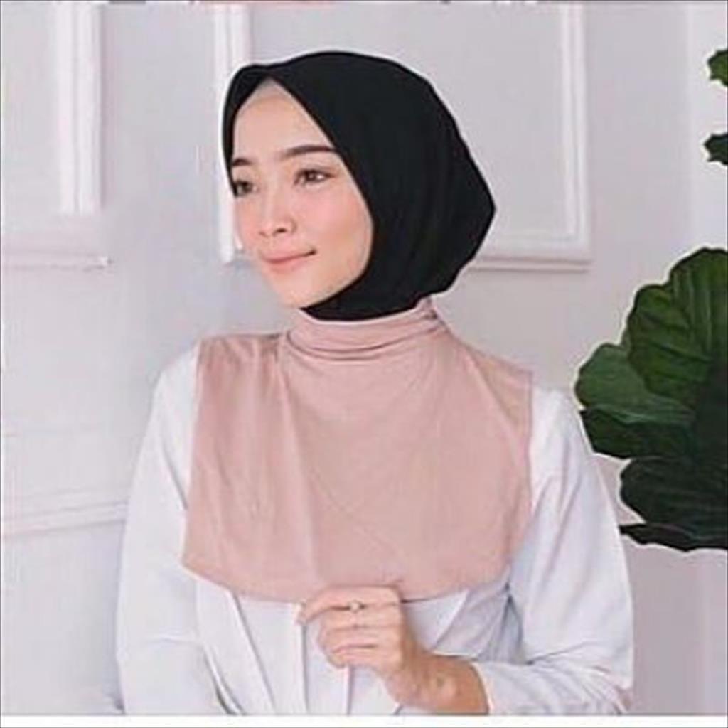 MJS 865 - Manset inner Leher dan  dada model toga untuk dalaman hijab baju wanita bahan kaos warna polos