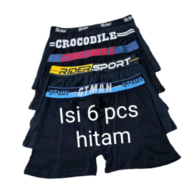 CD boxer pria isi 6 pcs hitam