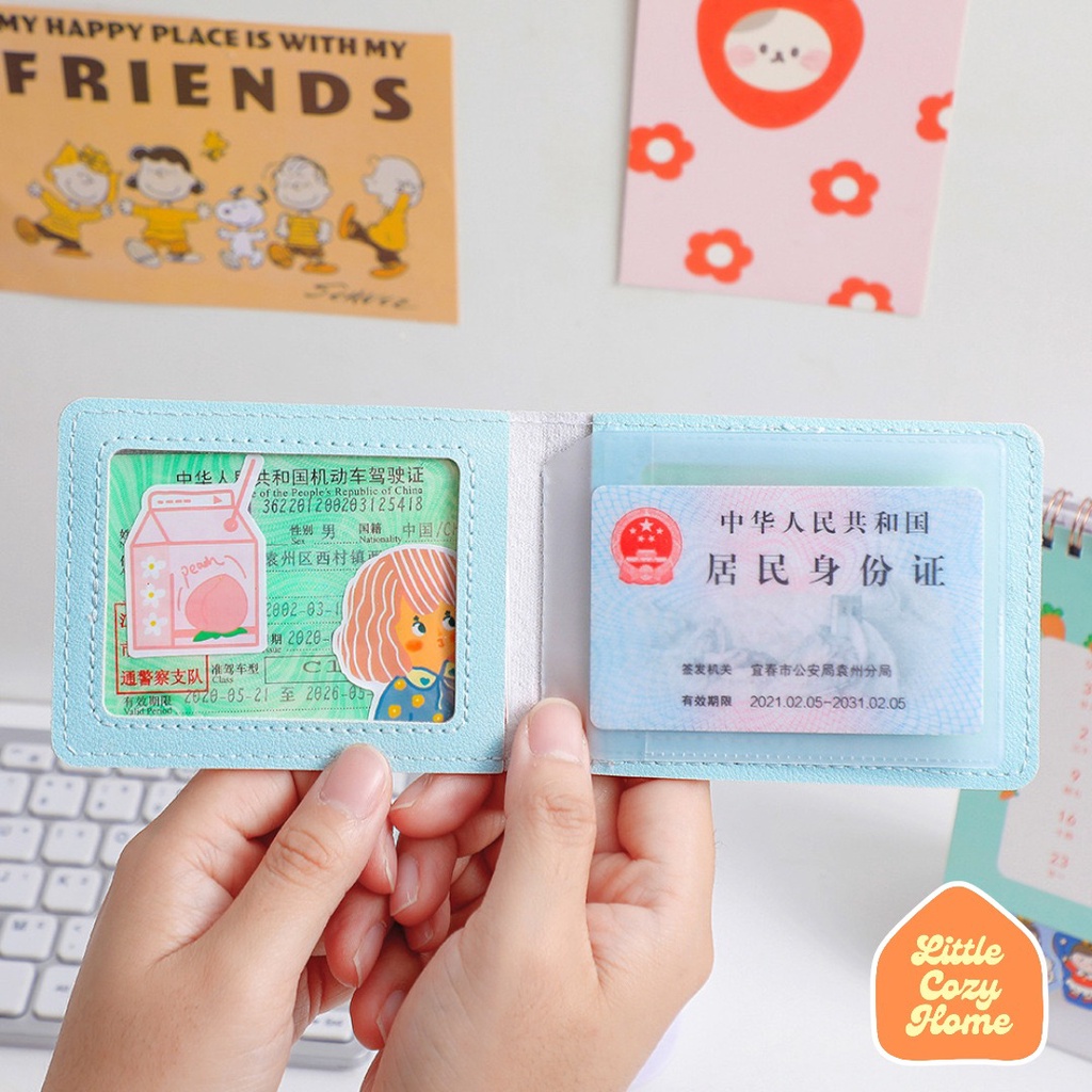 Kawaii Girl Leather Wallet / Dompet Kulit PU Wanita Import Lipat Resleting Anak Cewek Perempuan Remaja Photo Card Holder Case Ala Korea Motif Karakter Pastel Accessories