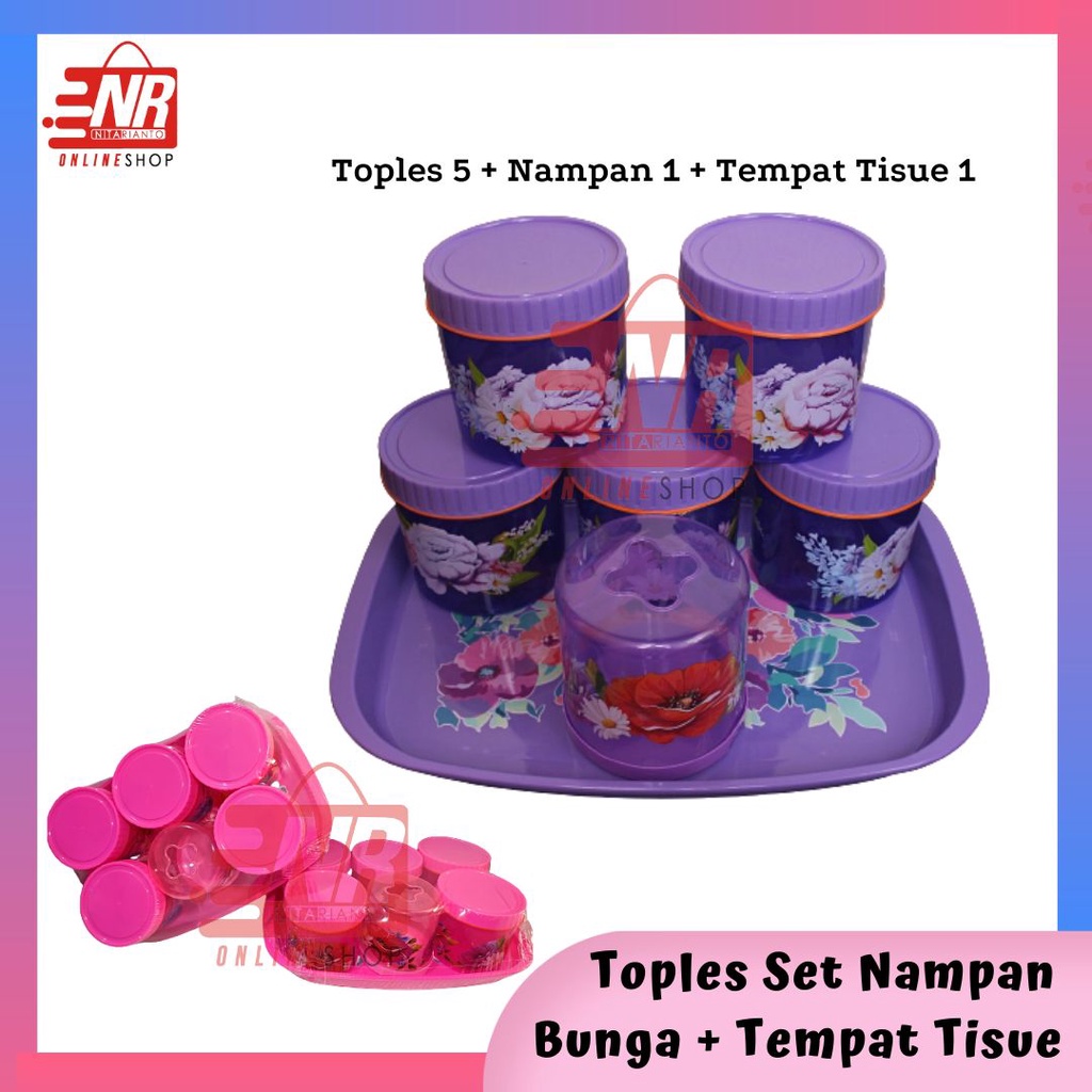 Toples Set Calista Tonam 7 in 1 / Toples Set Plus Nampan / Toples Bulat / Toples Plastik