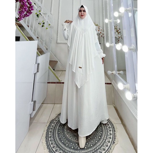 Gamis Putih Kringkel Premium ORI AJEZAS Gamis Umroh