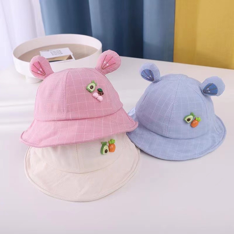 (Hello Girl)MZ29 Bucket Hat/Topi Anak Telinga Bundar Lucu Gaya Korea Import