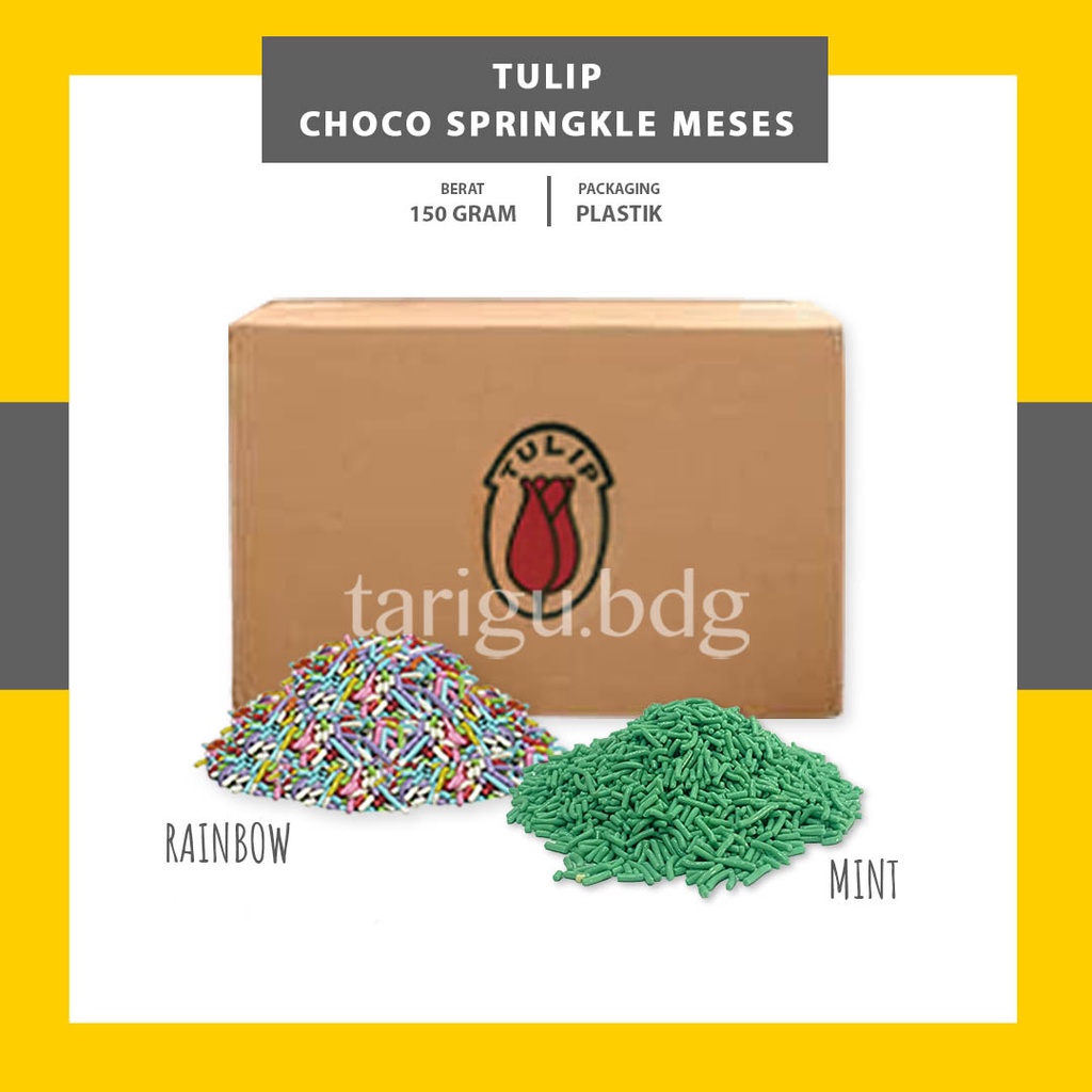 MESES TULIP RAINBOW 150GR - MISES WARNA MESES WARNA MESES MINT MISES MINT - CHOCOLATE RICE SPRINKLES - MEISES COKELAT BUTIR - MESES RAINBOW MESES GREEN HIJAU