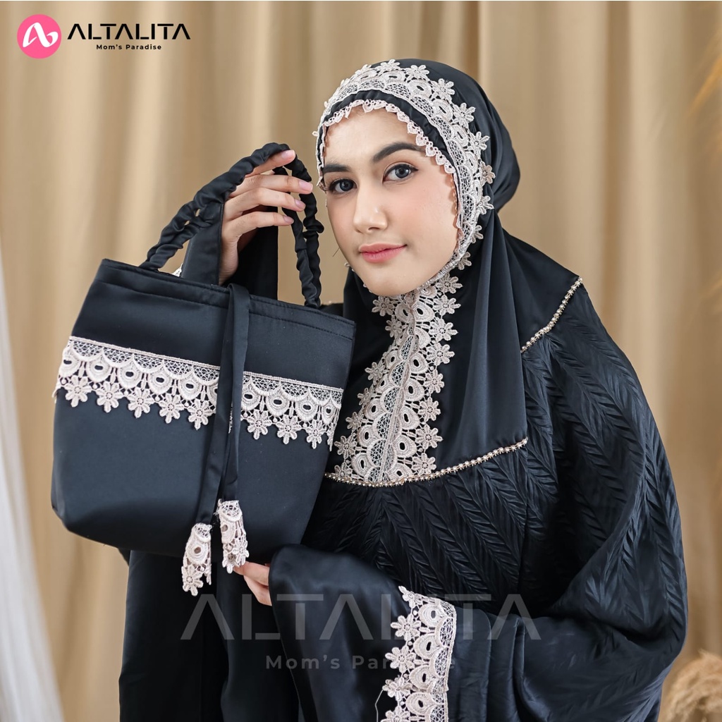 Altalita - Mukena Taleetha Dewasa Premium Renda Mewah Sutra Velvet Polos Jumbo Adem Terbaru