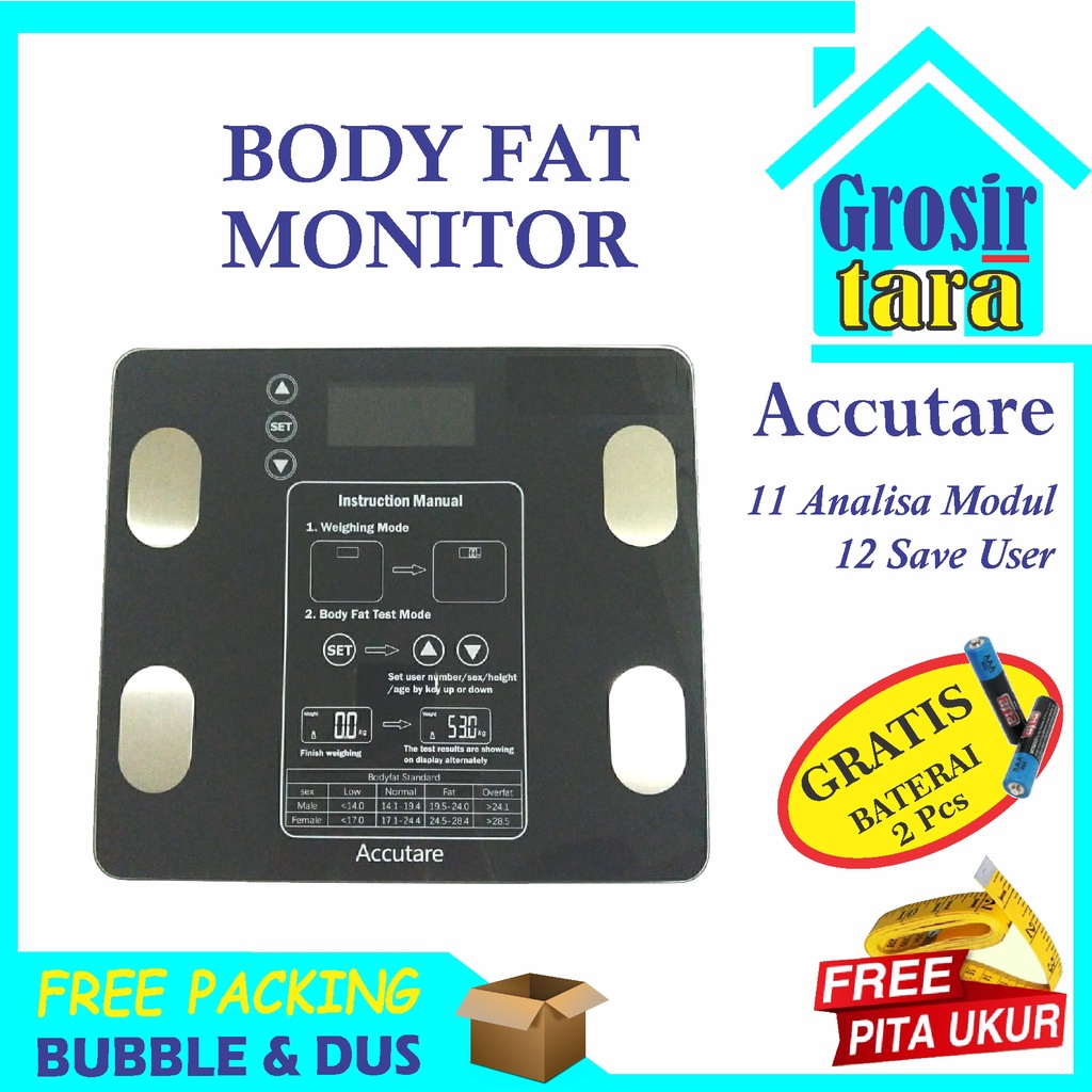 Timbangan Badan Digital 180 KG Body Fat Monitor Scale BMI Analisis