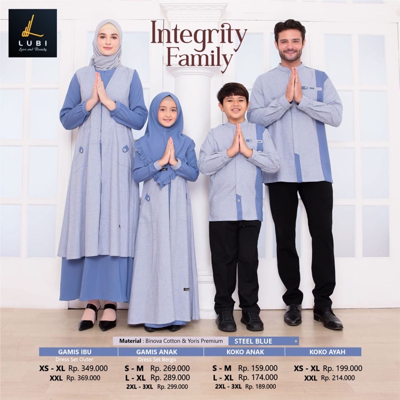 Gamis Sarimbit Lubi integrity Steel Blue Ready