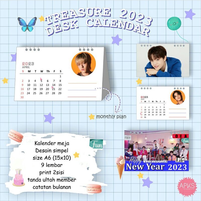 

2023 Treasure Desk Calendar Kalender Meja Postcard Decowall Seasons Greetings