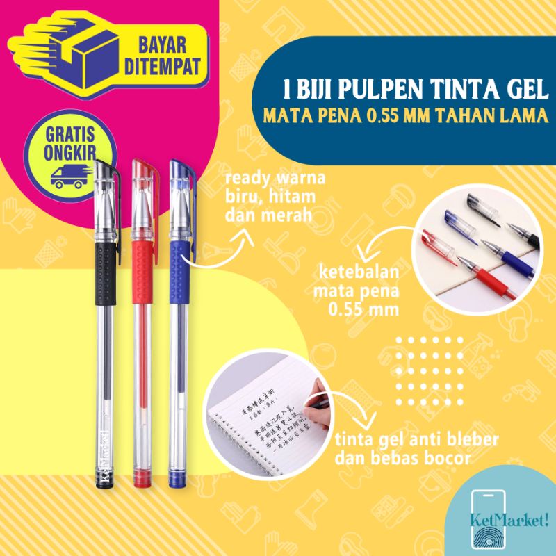 

STANDARD GEL PEN - 1 pcs Pulpen Tinta Gel Mata Pena 0.55 mm Anti Bocor Bolpoin Bebas Blobor Bolpen Cair Tahan Lama Stationary Alat Tulis Kantor Anak Sekolah Mahasiswa Kuliah