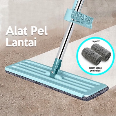 Alat Pel Lantai Tarik Flat Microfiber Mop Peras Tanpa Tangan Ultra Mop Pembersih lantai