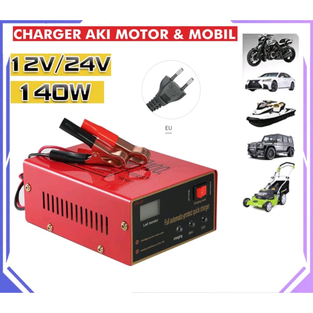 Charger Aki Motor Dan Mobil Otomatis Accu kering dan Basah Lead Acid Battery - MF-2