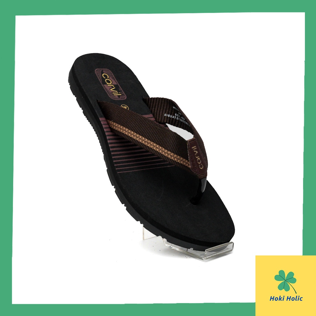 Sandal Carvil Hagen - Sandal Jepit Carvil Anti Slip TPR Rubber Hitam Coklat Abu-Abu Sendal Carvil