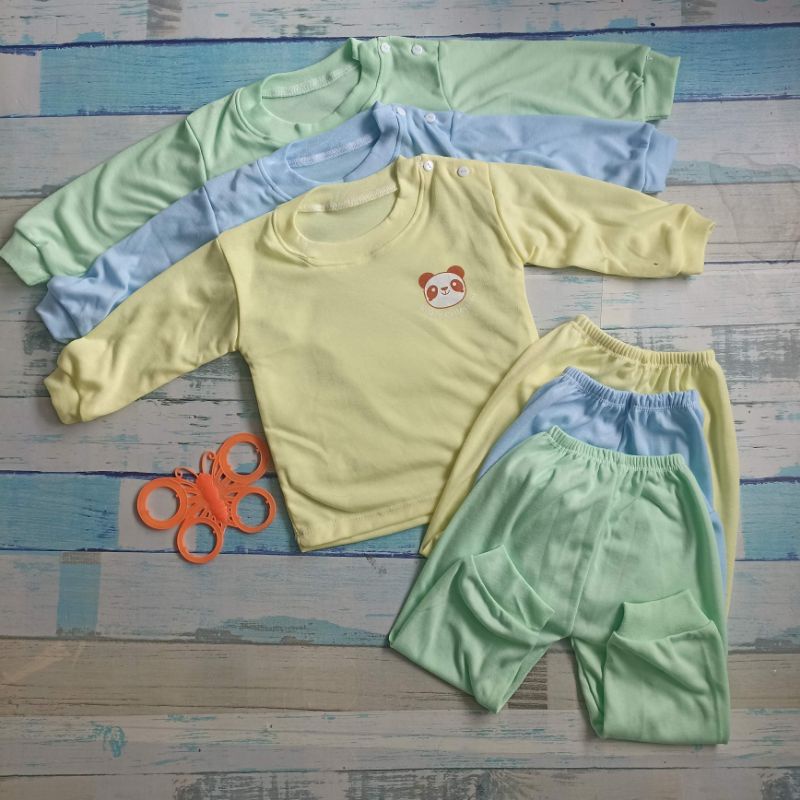 Stelan oblong SNI bayi piyama bayi 0-24 bulan motif polos lucu