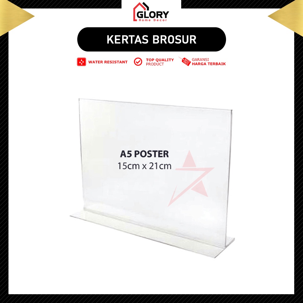 

Akrilik Tempat Brosur A5/Acrylic Tent Card Holder Stand 2sisi A5 Type-T