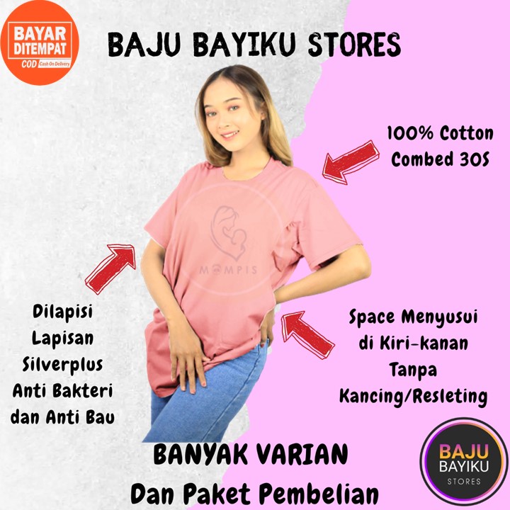Baju Ibu Hamil Jumbo Setelan Kekinian Atasan Menyusui Bukaan Kanan Kiri Panjang Kaos Polos Bumil Har