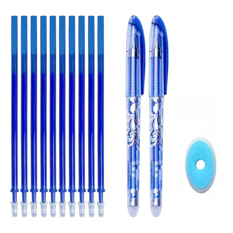 Gaya Sederhana Dihapus Pena Netral Set Dengan Karet 0.5mm Hitam Biru Refill Diganti Tinta Pena Siswa Menulis Kesalahan Koreksi Pena Alat Tulis