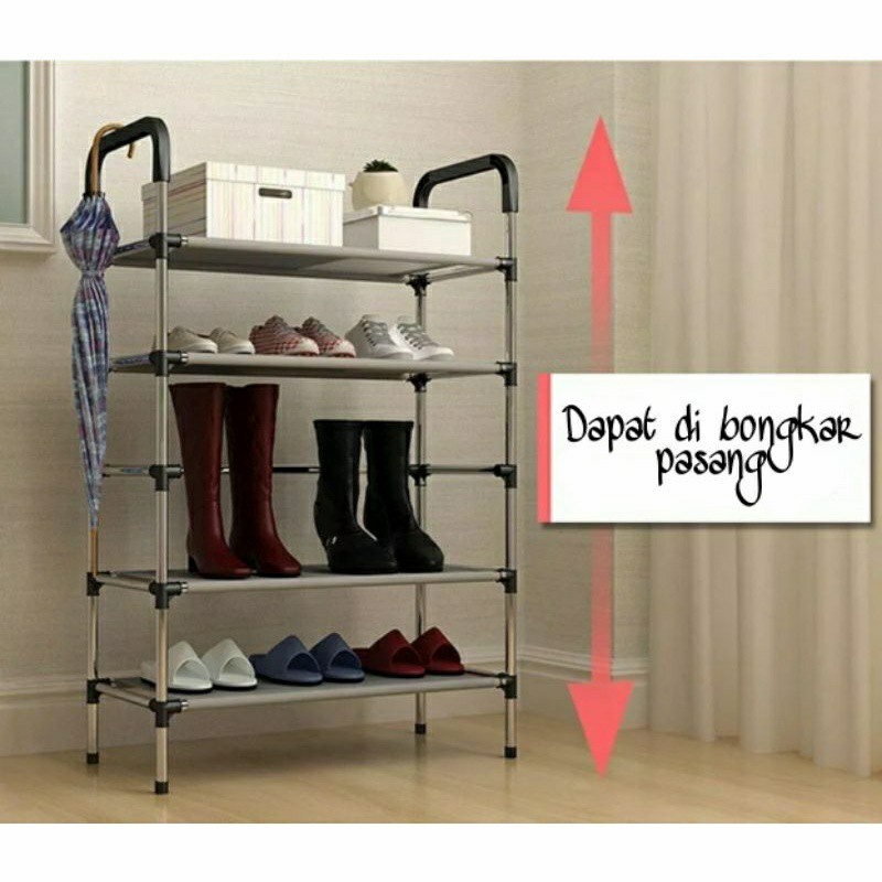 Rak Sepatu Stainless 5 Susun/ Shoe Rack Portable Tempat Sendal Sepatu