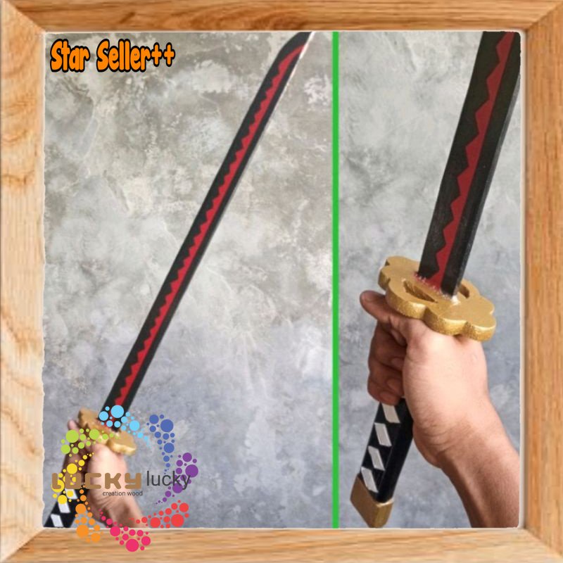 mainan pedang kayu roronoa zoro cosplay one piece