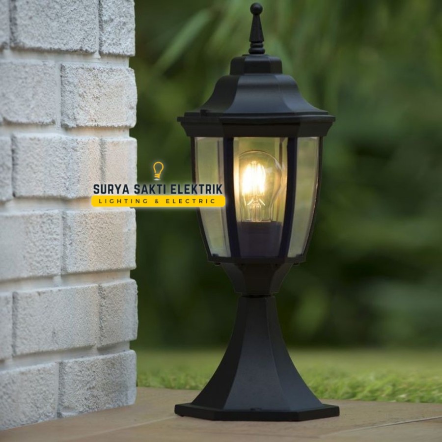 LAMPU HIAS TAMAN PILAR PAGAR MINIMALIS KLASIK EROPA HITAM OUTDOOR