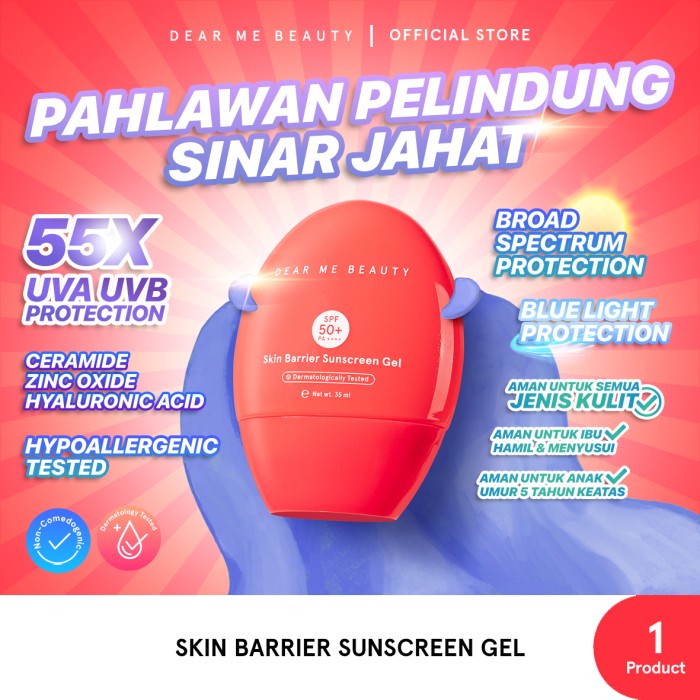 Dear Me Beauty Skin Barrier Sunscreen SPF 50 PA++++ Sunblock UV Protection Tabir Surya Dearme Sunscreen Wajah