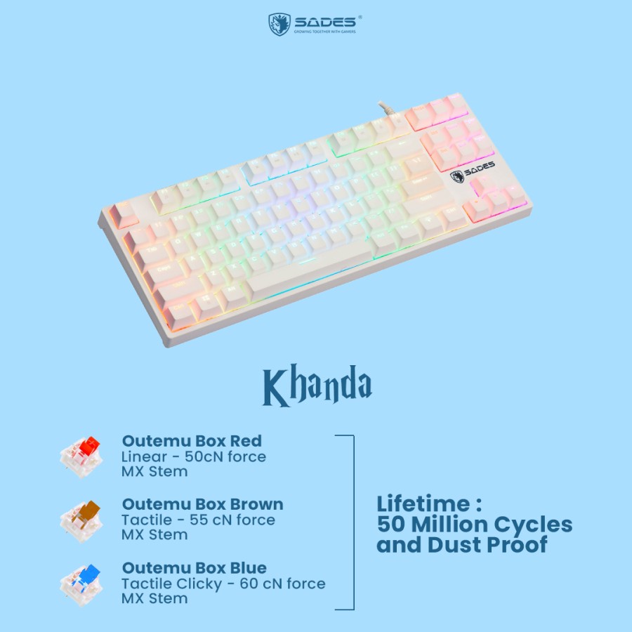 Keyboard Gaming Mechanical TKL Sades Khanda / Removable Switch