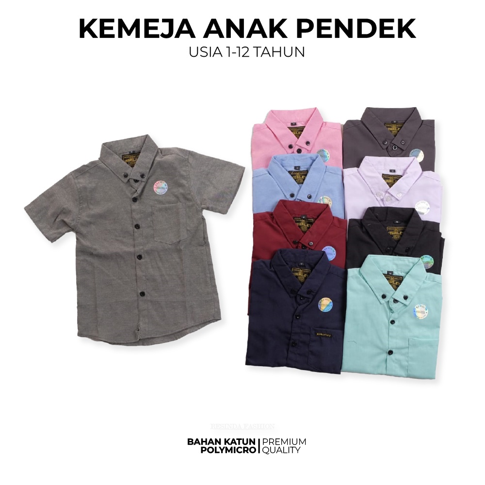 Kemeja anak Laki-laki lengan pendek casual size 1 - 12 tahun