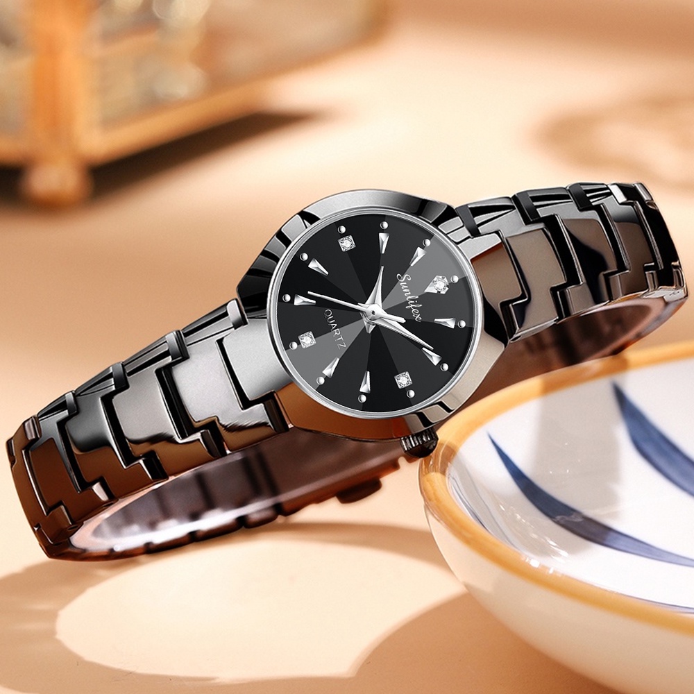 Sunlifex 9090 Jam Tangan Wanita Original Berlian Anti Air Kuarsa Bisnis Santai Wanita Jam Tangan Cewek (Kotak Gratis)-7