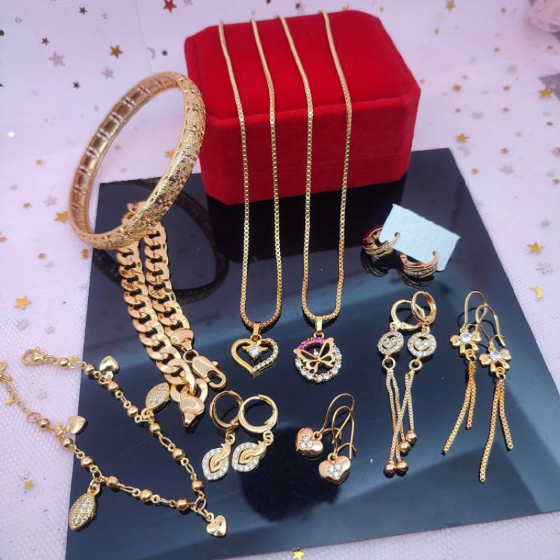 Paket usaha grosir Hemat Set kalung + Anting+ gelang untuk ukuran dewasa