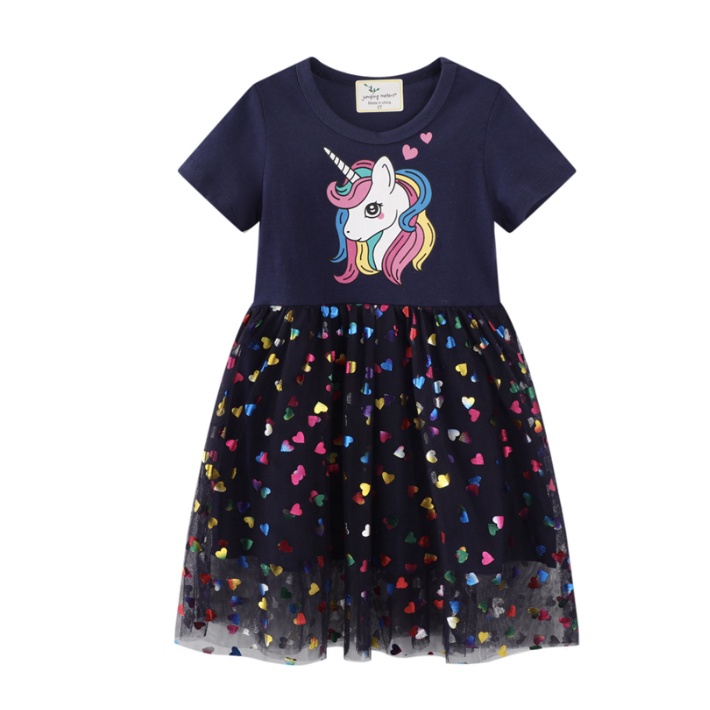 babyfit 2-7thn dress anak perempuan lengan pendek UNICORN STAR baju tutu import cotton high quality ydm-0124