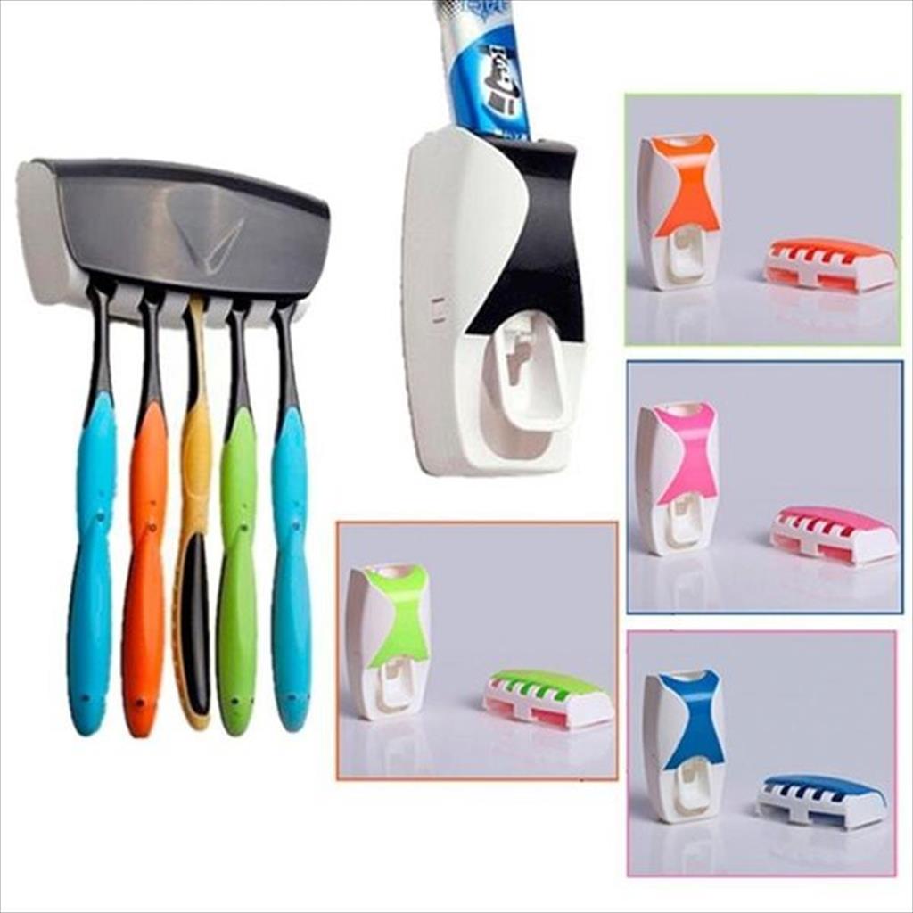 LS 547 - Dispenser Odol Tempat Sikat Gigi Touch me Rak ToothPaste &amp; Brush Set Otomatis Pasta Holder