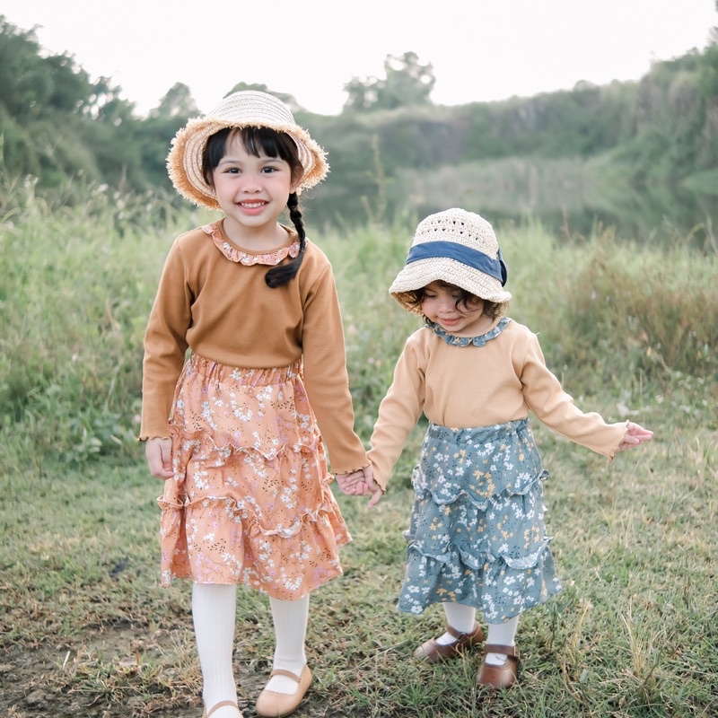 Ruby Skirt Set | Setelan Anak Perempuan | Baju Lengan Panjang x Rok Midi