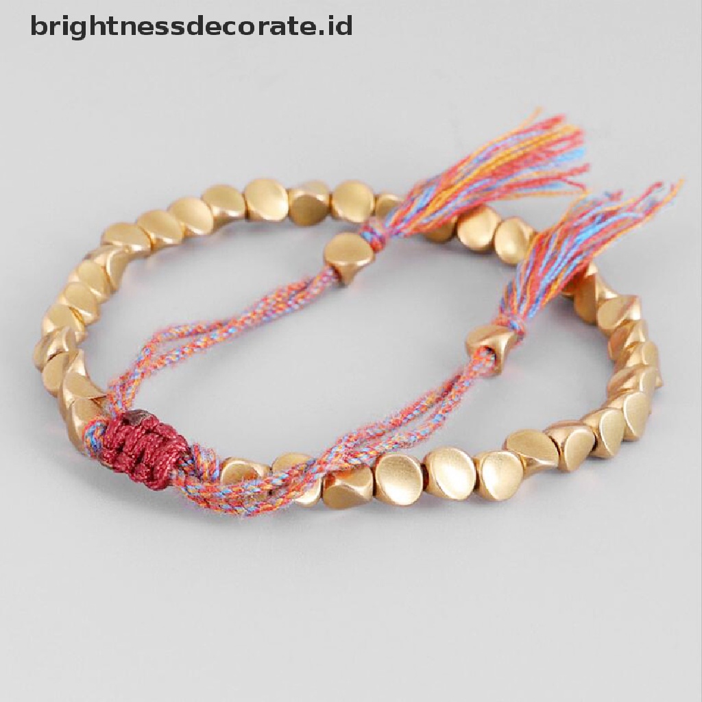 [Birth] Tibet Dikepang Knitg Tembaga Manik-Manik Tali Keberuntungan Gelang Bangle Unisex Perhiasan [ID]