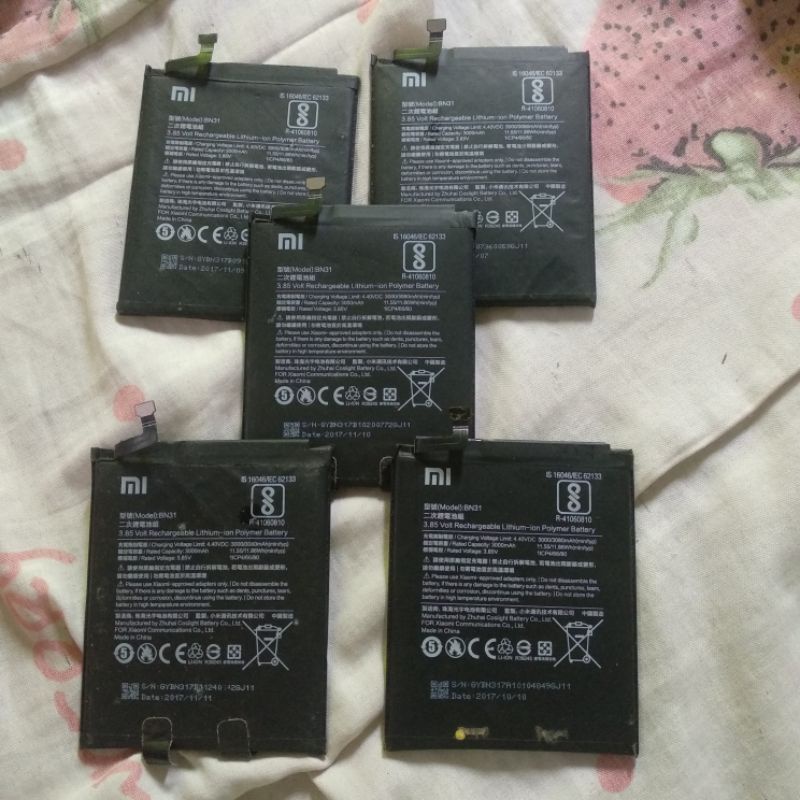 Baterai Xiaomi BN31 (Minusan) Cabutan Baterai BN 31 Copotan Ori Xiomi Mi A1 Redmi note 5a Mi 5X Bekas Kembung