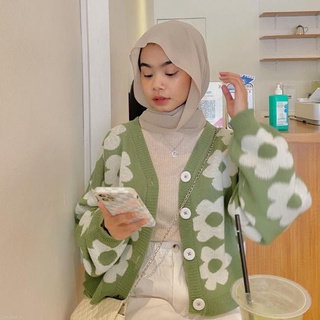 KARDIGAN FLOWERS / Cardigan Rajut Flower / Flower Cardy Rajut/ Cardigan Rajut Crop Wanita