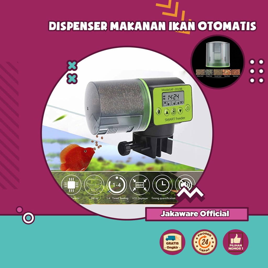 SUNSUN DISPENSER MAKANAN IKAN OTOMATIS FISH FEEDER TIMER ALAT MEMBERI MAKAN SECARA AUTOMATIC PRAKTIS