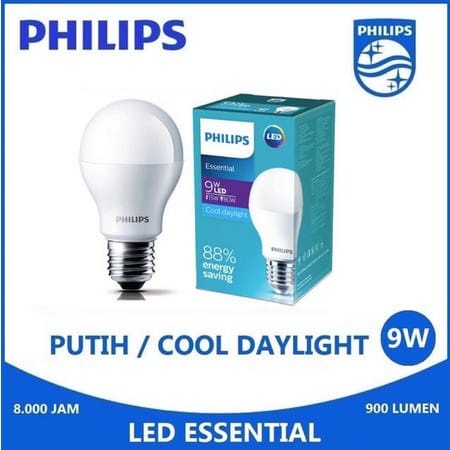 Lampu Philips LED Essential 9W Putih Kuning 9 Watt Bergaransi