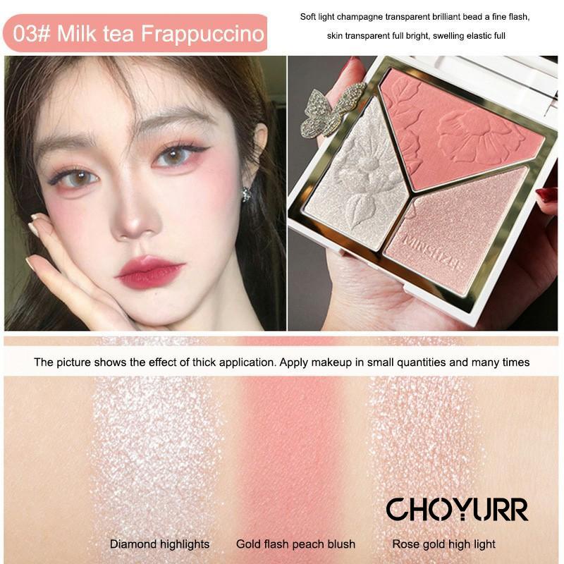 【COD】3 In 1 Highlighter Palette / Contour Powder / Blusher Matte Face Makeup Pigmented Blusher Palette Cosmetics Long Lasting Makeup-CH