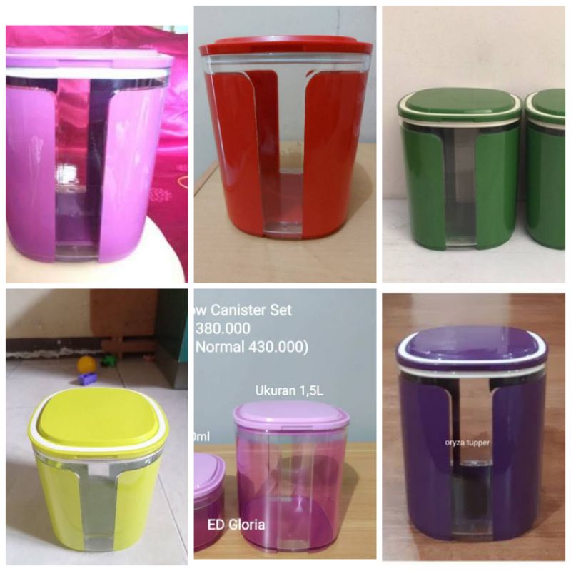window canister 1,5L ungu merah Tupperware toples kristal berjendela