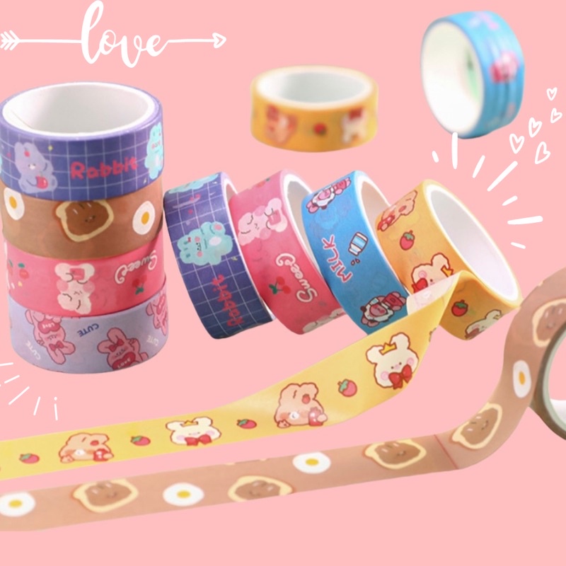 

selotip/washi tape kawaii aesthetic kekinian karakter lucu import