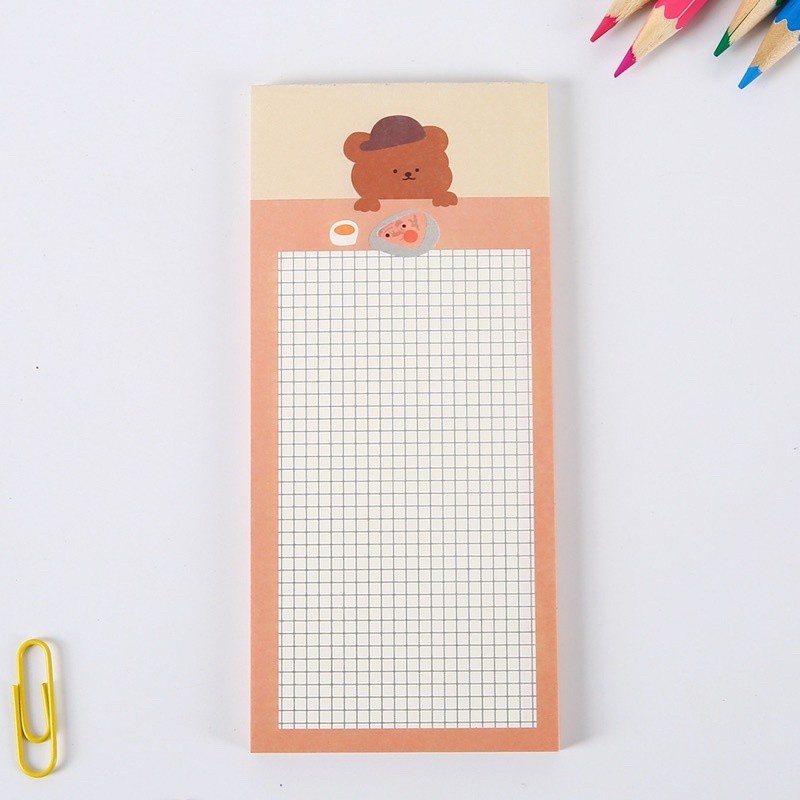 MEMOPAD AESTHETIC STICKY NOTE PANJANG BERUANG COKLAT