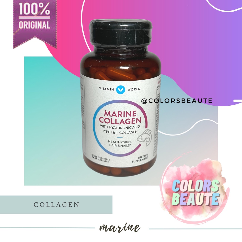 READY STOCK ! Vitamin World Marine Collagen pil / collagen diet / minuman diet 120 kapsul