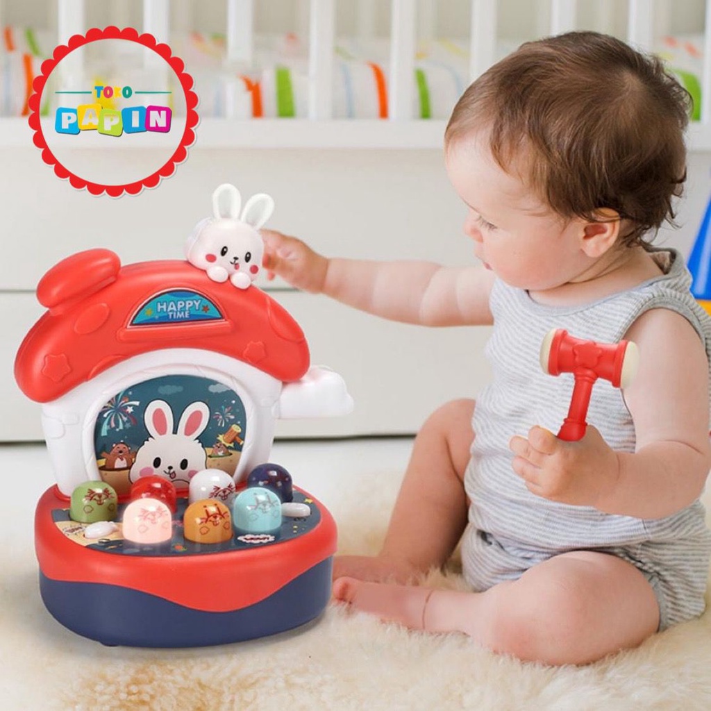 TokoPapin Mainan Anak Pukul Pukulan Tikus Happy Hamster Edukasi Bunyi Musik Lagu Bayi Balita