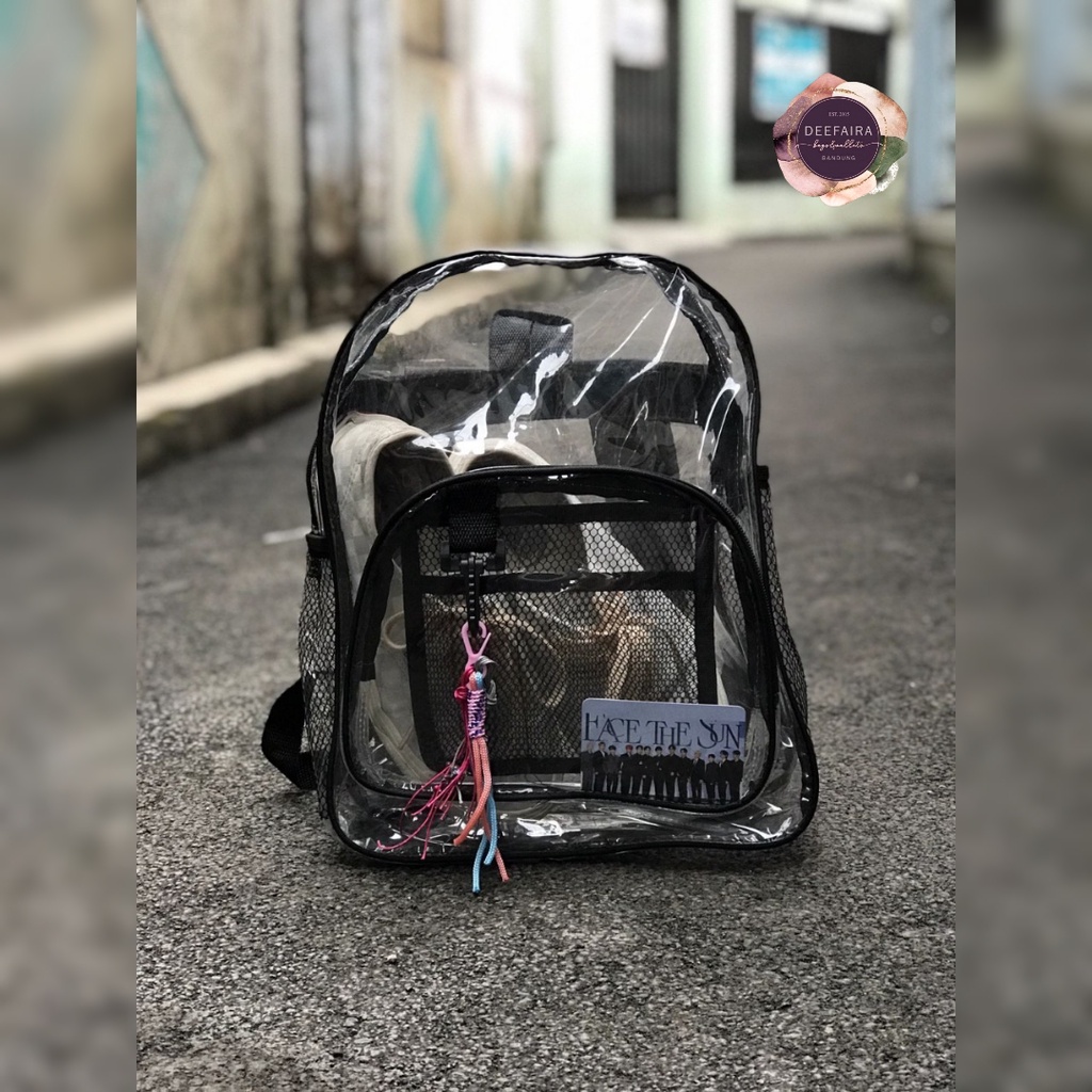 Tas Ransel Wanita Untuk Sekolah Sampai Kuliah Motif Transparan Korean Stylish L0ve