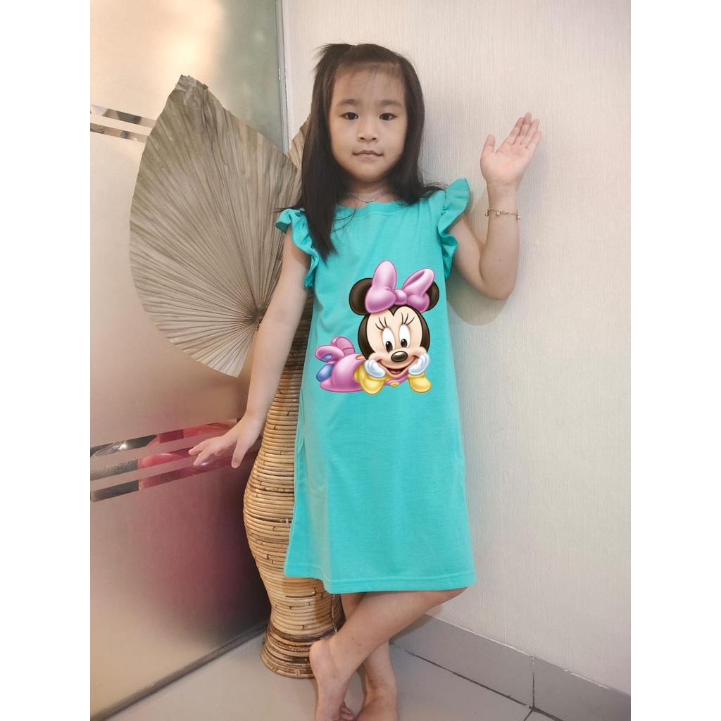 Hzl_outfit DRESS Hazel ANAK PEREMPUAN KERUT LENGAN MINIE BABY/ DRESS ANAK CEWEK LUCU