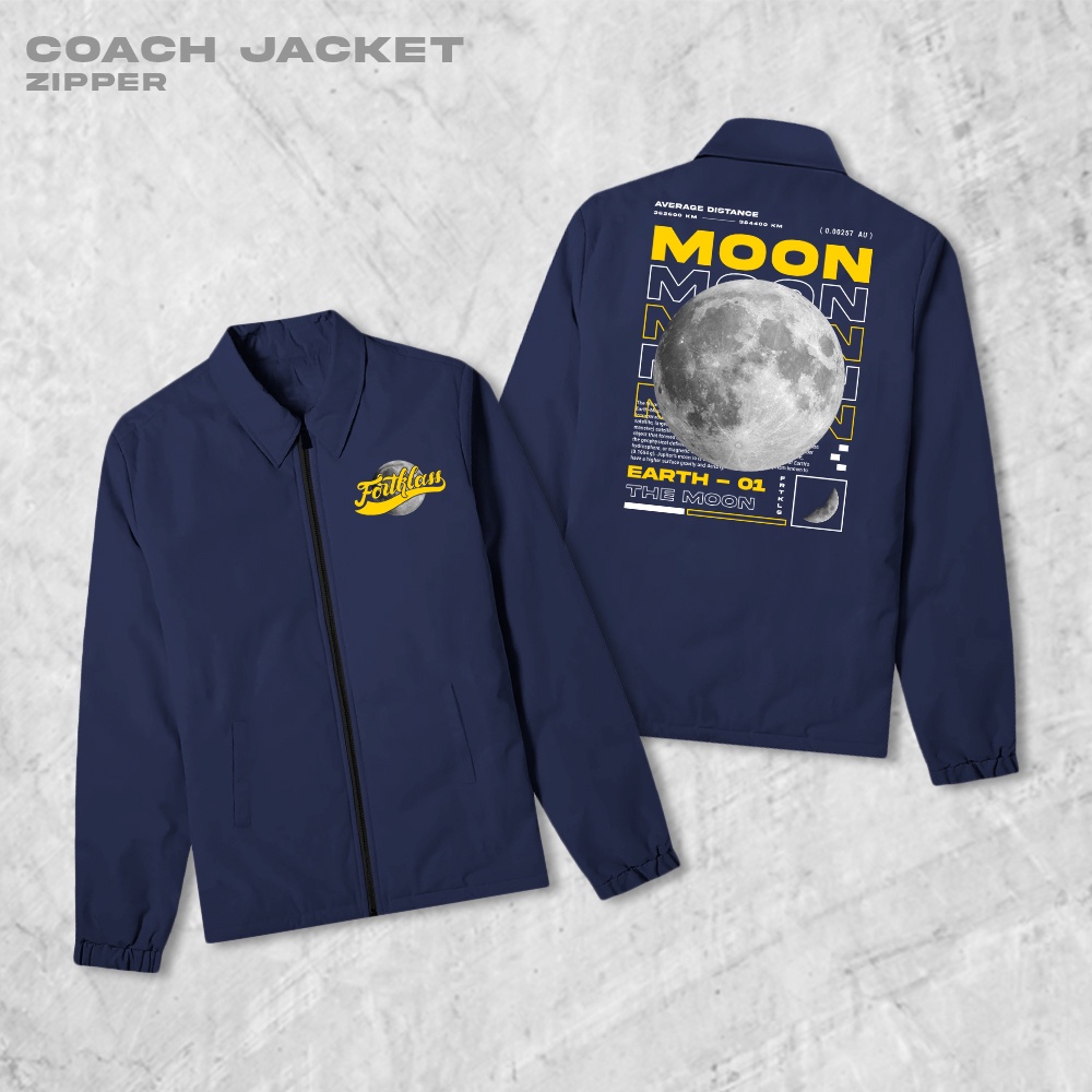 HIPNOP Moon Coach Zipper Jaket Polos Pria Jaket Parasut Unisex