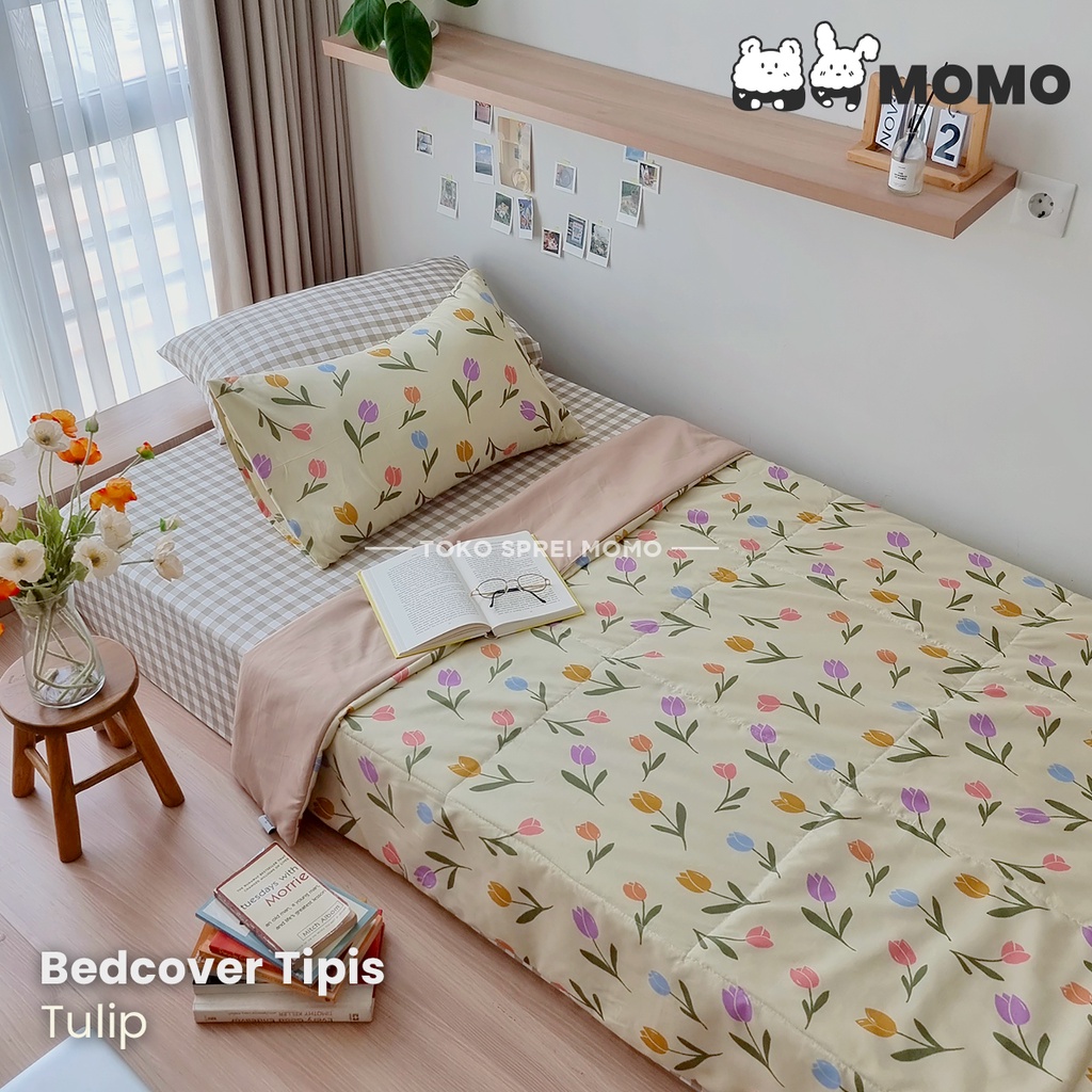 Bedcover Single Lite Edition Motif Bunga MOMO - Selimut Saja