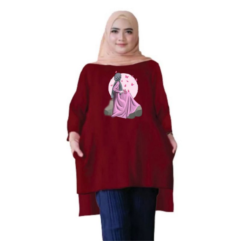 Atasan Baju Tunik Kaos Wanita Oversize LD 130 Cm Terbaru 2023 Viral Gambar DTF Bahan Kaos Babyterry . Atasan Baju Wanita Santai Tunik Wanita Dewasa Cewek Jumbo Kekinian Murah Big Size Bulan