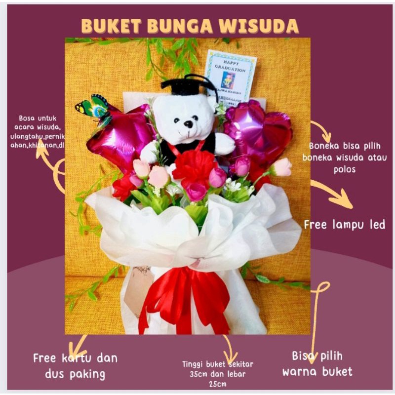 Buket Bunga | Buket Bunga Wisuda | Buket Bunga Boneka Premium | Buket boneka Teddy wisuda