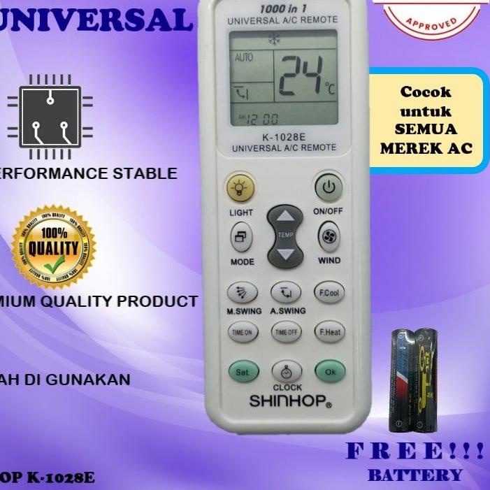 Depan1 REMOTE REMOT AC/KIPAS ANGIN AC MULTI UNIVERSAL SHINHOP K-1028E